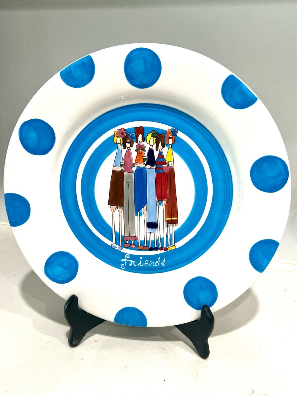 Impressions White Decorative Ceramic Plate with Display Stand